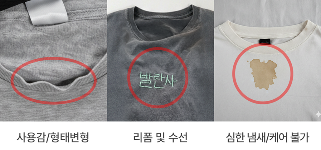 사용감/형태변형, 리폼 및 수선, 심한 냄새/먼지 얼룩